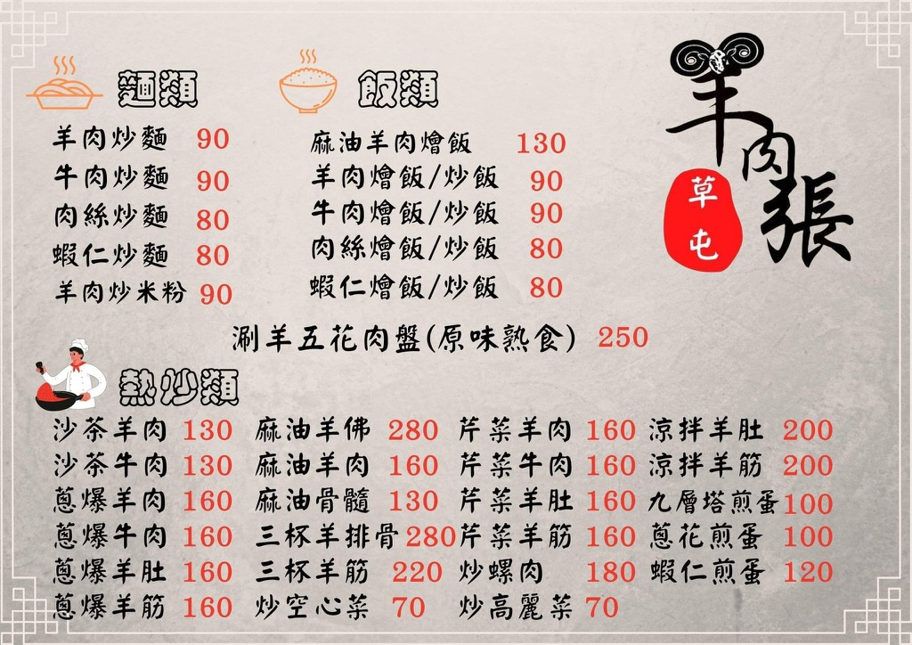 草屯羊肉張｜開店30餘年的特色羊肉料理小吃～113年12月換新地址囉!創立於1990年～