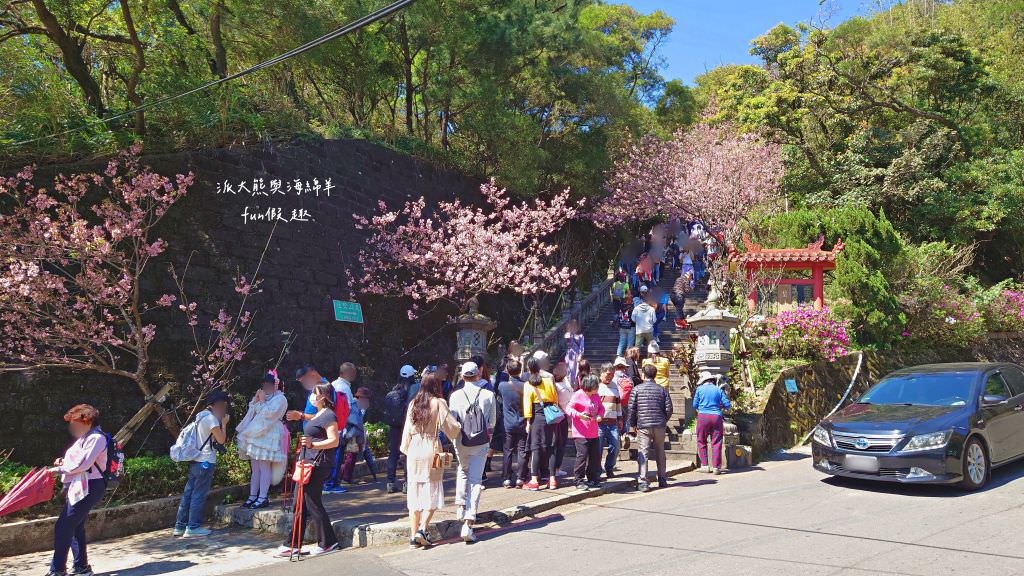 內湖碧山巖櫻花步道｜免出國也可享受粉嫩櫻花與寺廟步道結合的浪漫風景!110