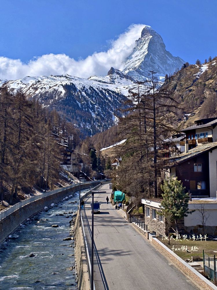 瑞士策馬特（Zermatt）實拍︱免上高山觀景台！用鏡頭捕捉馬特洪峰的日與夜：教堂橋（Kirchbrücke）黃金日出與Chalet Hotel Schönegg絕美夜景～春季德瑞13日夢幻跟團︱DAY7-3