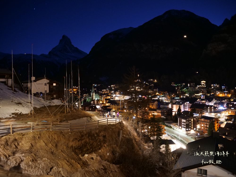 瑞士策馬特（Zermatt）實拍︱免上高山觀景台！用鏡頭捕捉馬特洪峰的日與夜：教堂橋（Kirchbrücke）黃金日出與Chalet Hotel Schönegg絕美夜景～春季德瑞13日夢幻跟團︱DAY7-3
