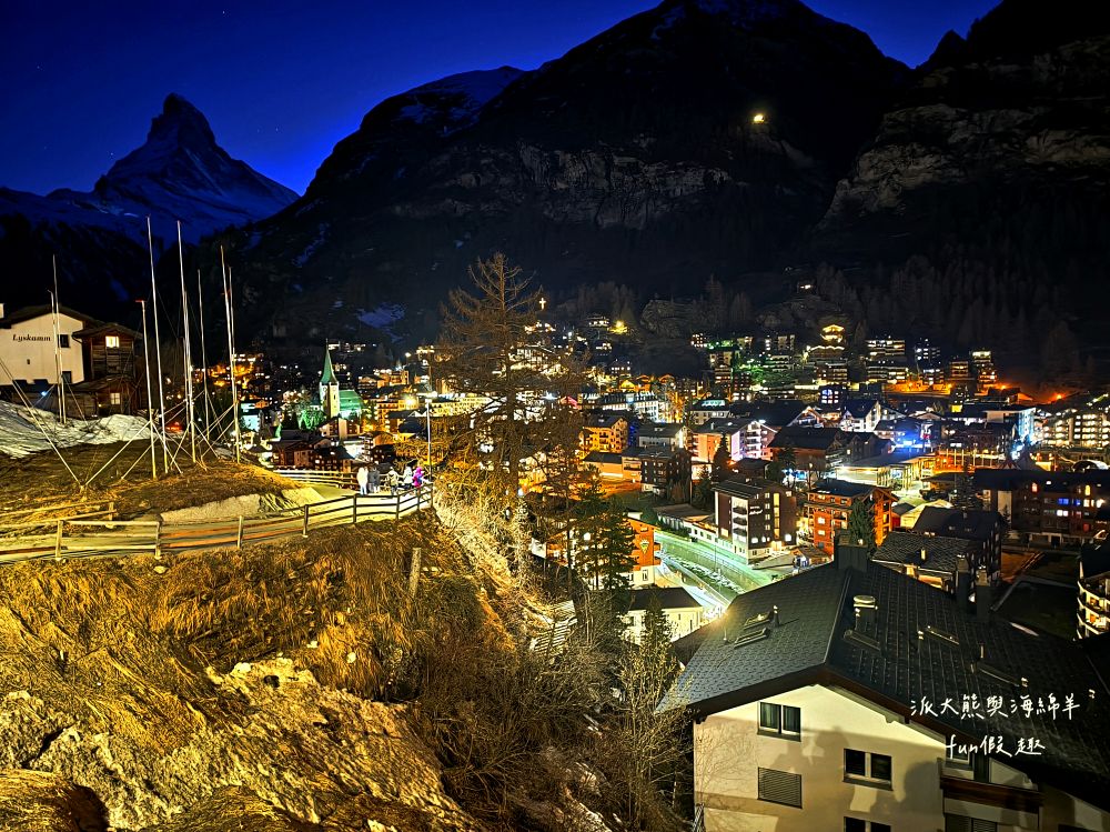瑞士策馬特（Zermatt）實拍︱免上高山觀景台！用鏡頭捕捉馬特洪峰的日與夜：教堂橋（Kirchbrücke）黃金日出與Chalet Hotel Schönegg絕美夜景～春季德瑞13日夢幻跟團︱DAY7-3